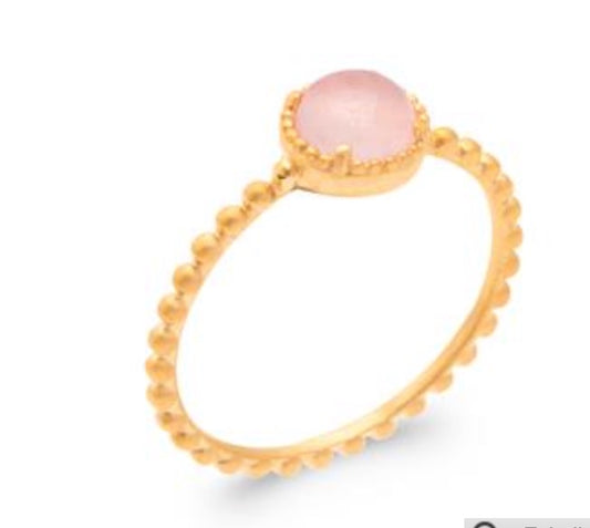 Bague pl-or quartz rose 