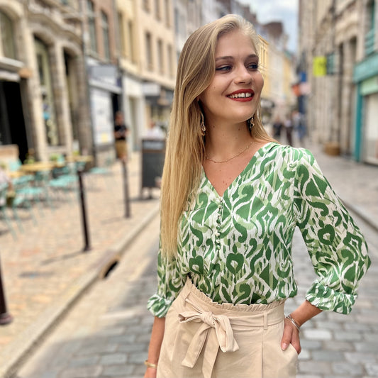 Blouse imprimée avec motifs VERT