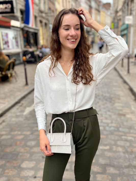 Blouse strassée BLANC