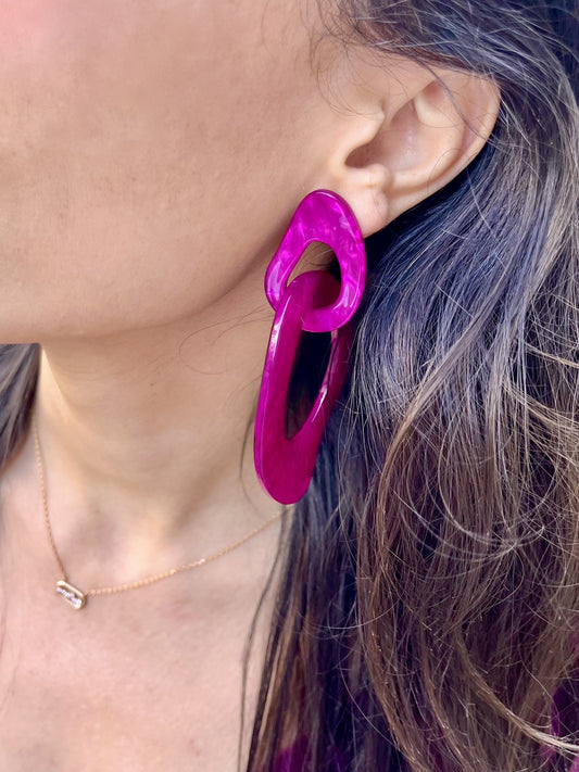 Boucles acétate fushia 