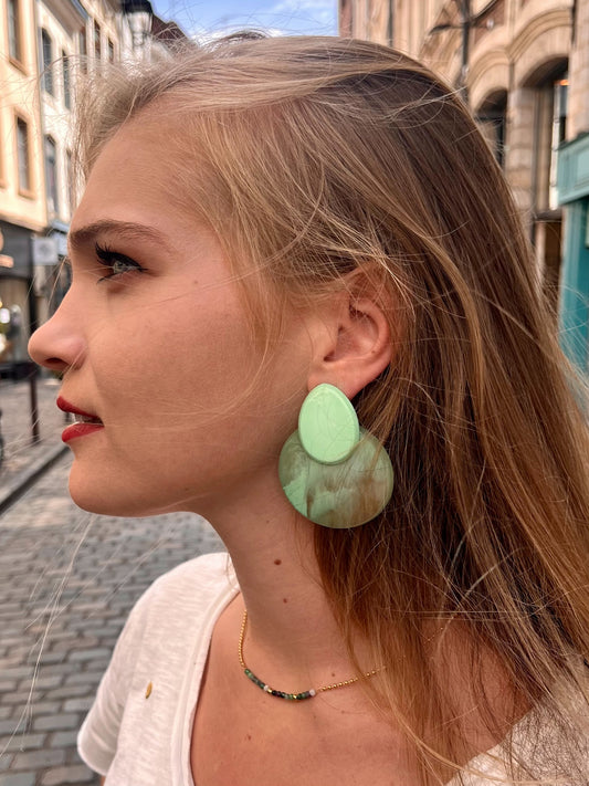 Boucles acétate vert 