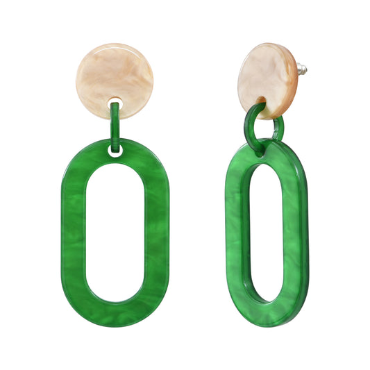 Boucles acier acétate Miel et vert 