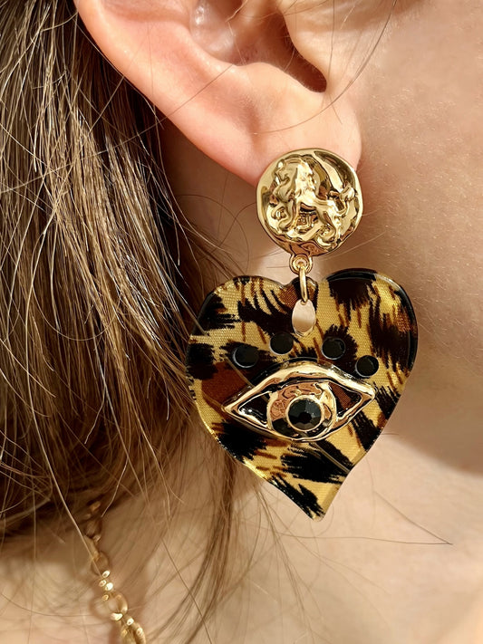 Boucles d'oreilles lion Acetate LEOPARD