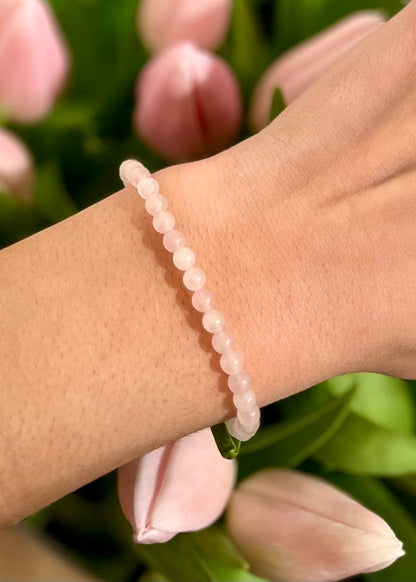 Bracelet acier doré & pierre semi-précieuse QUARTZ ROSE