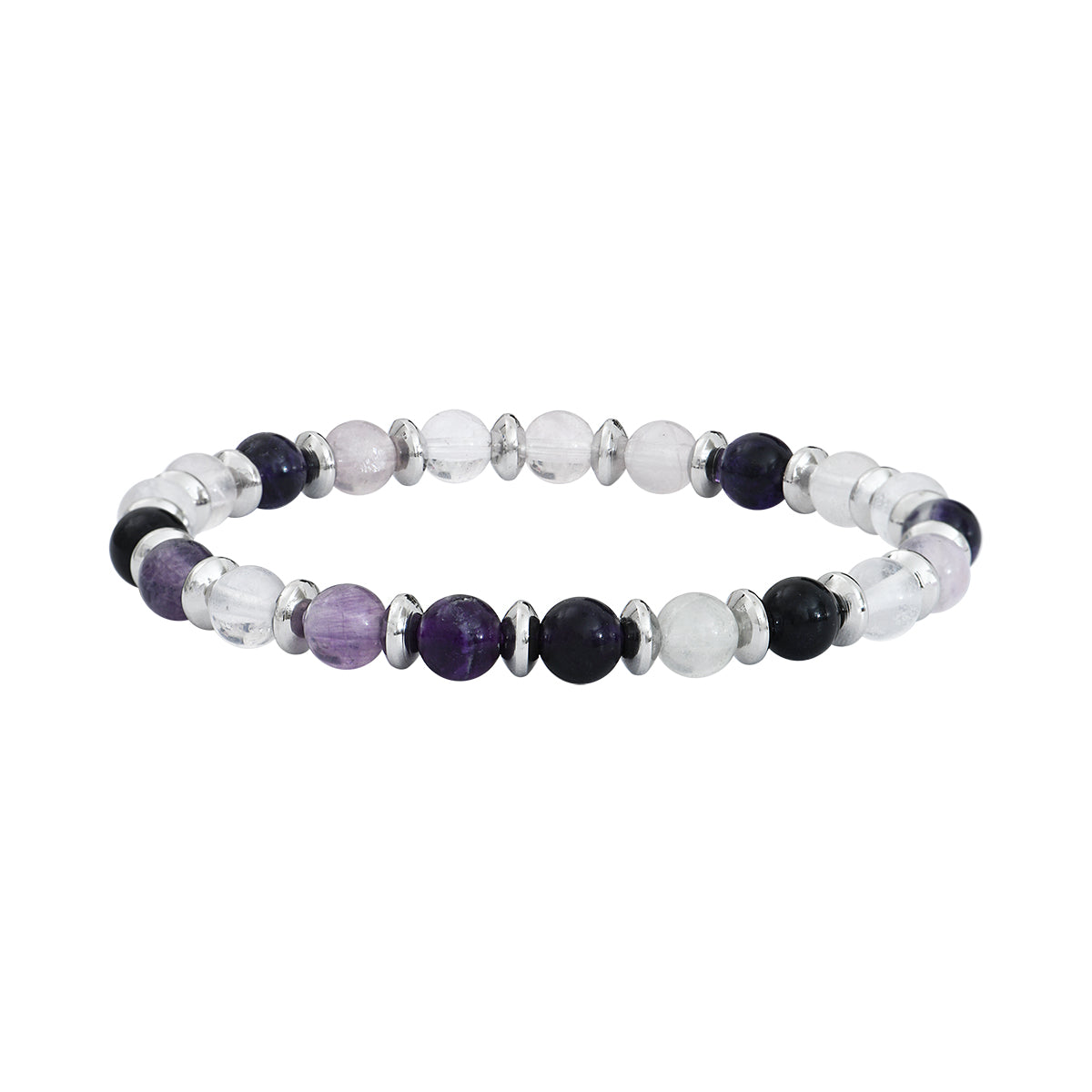 Bracelet acier & pierre semi-précieuse FLUORITE