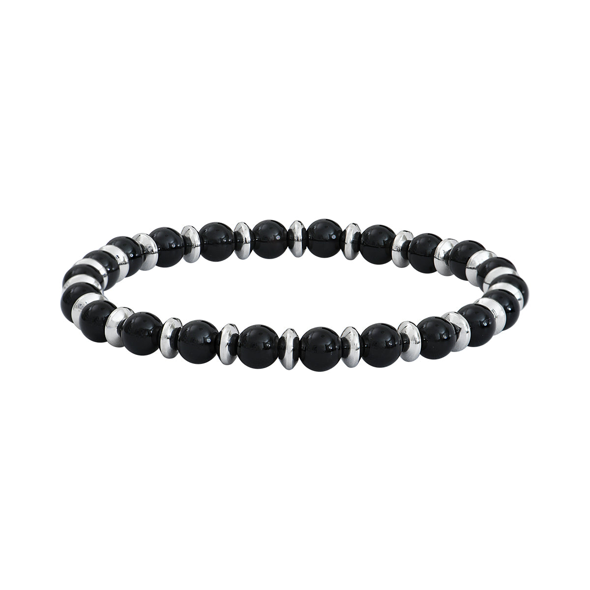 Bracelet acier & pierre semi-précieuse ONYX