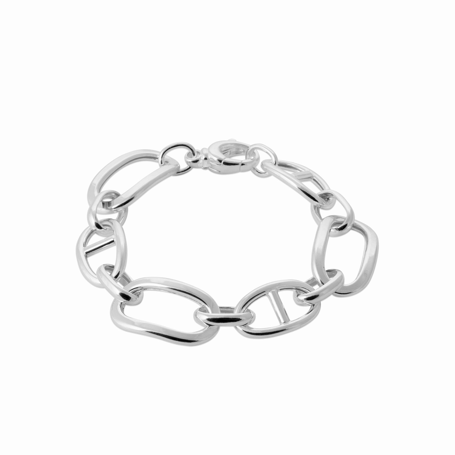 Bracelet maille marine argent Rhodié 