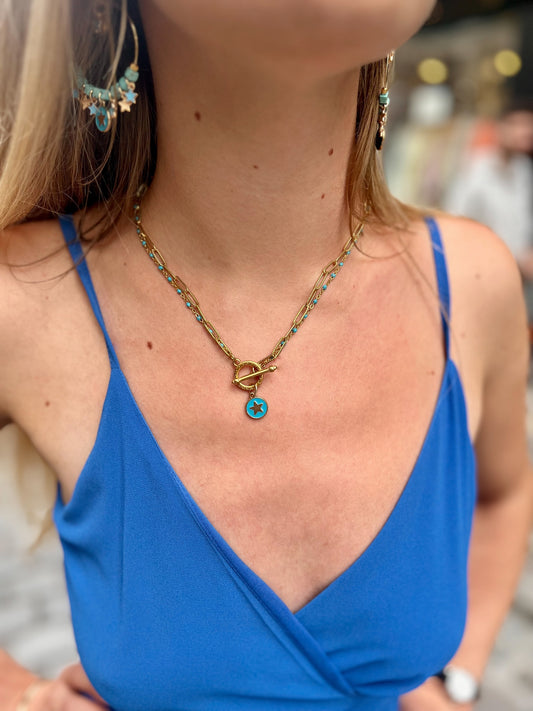 Collier doré Marjorie TURQUOISE