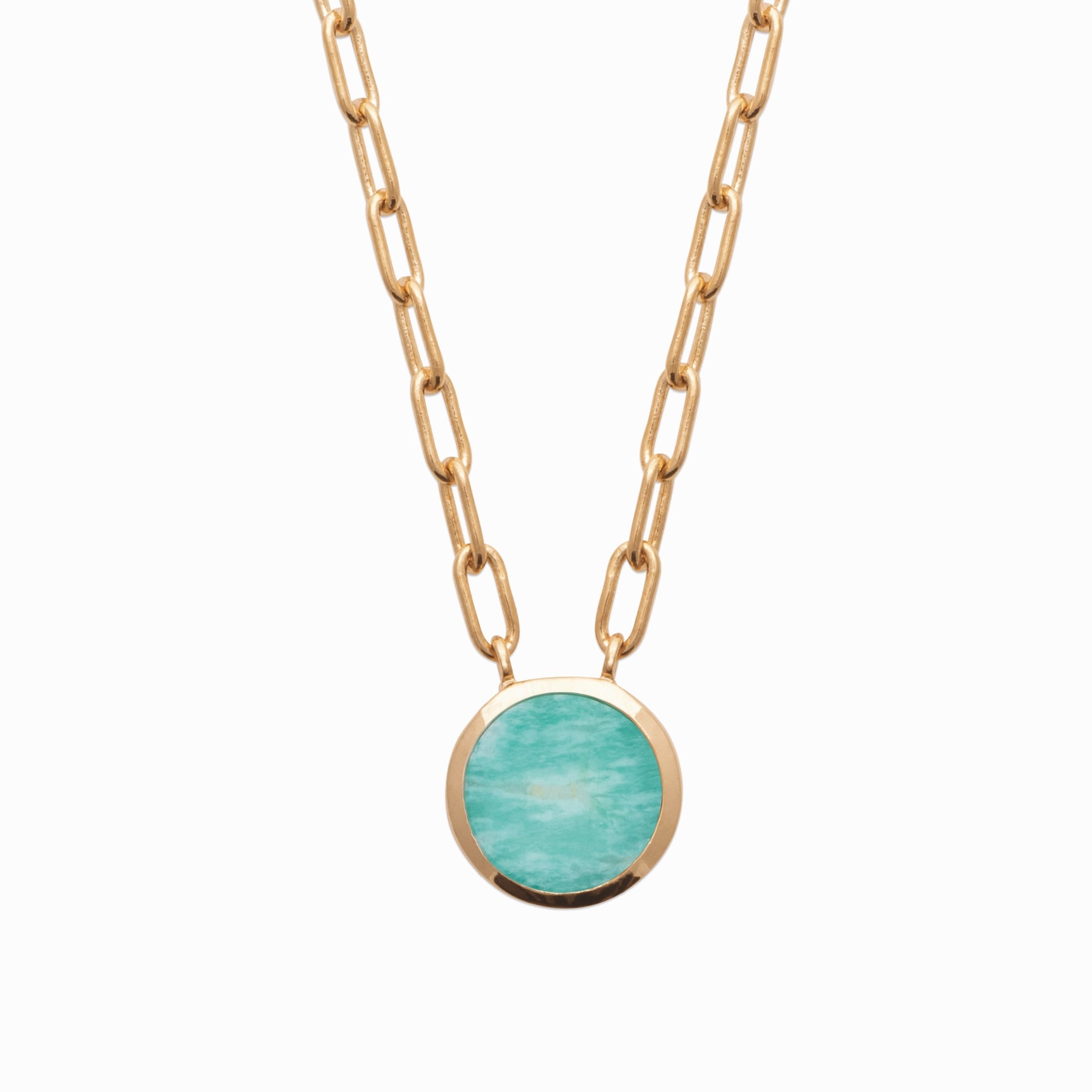 Collier plaqué or amazonite 