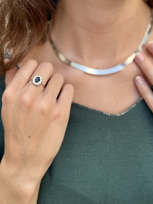 Bague argent rhodié Marguerite 