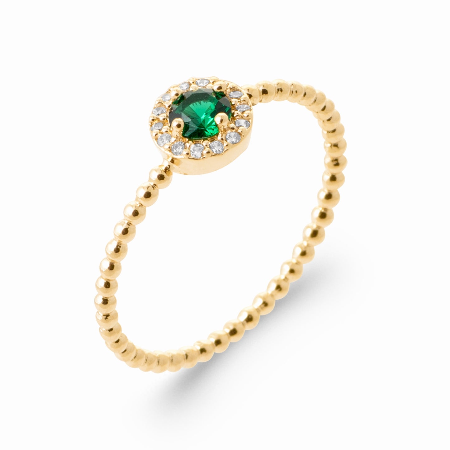 Bague plaqué or - vert éclat 