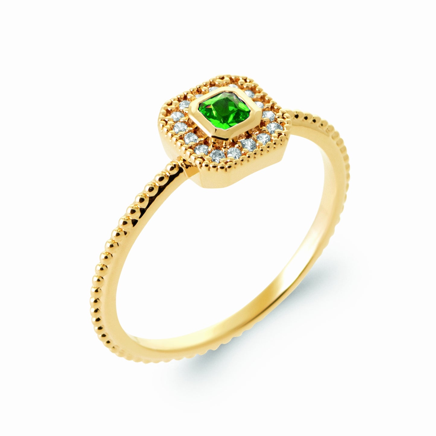 Bague plaqué or - vert éclat 