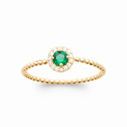 Bague plaqué or - vert éclat 