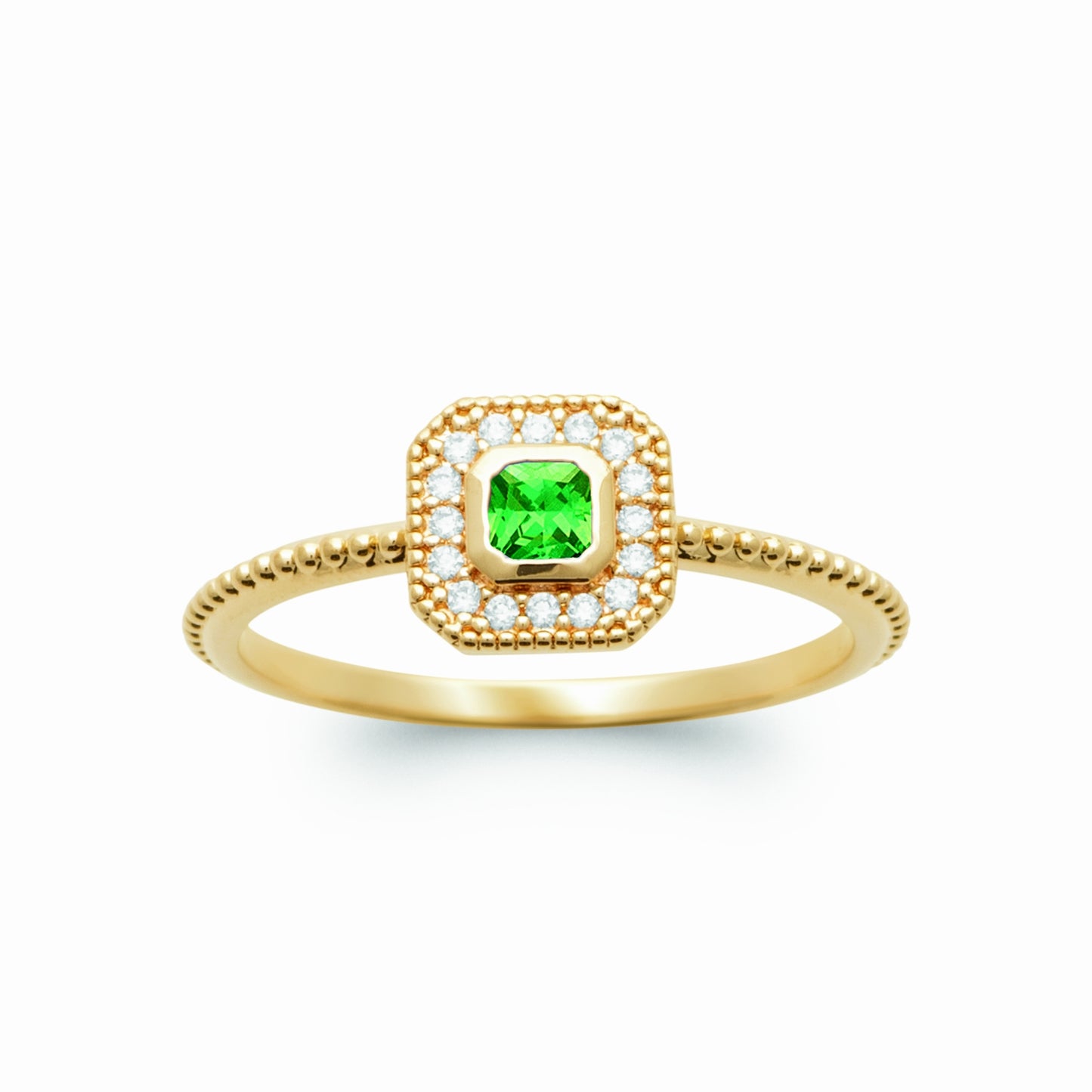 Bague plaqué or - vert éclat 