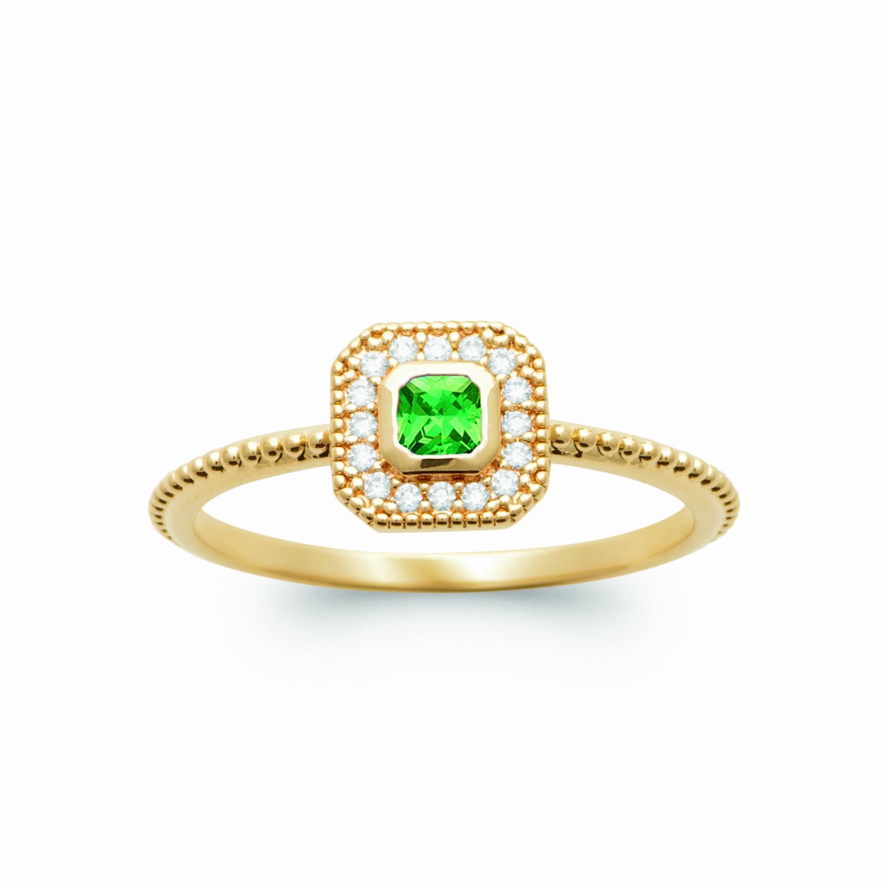 Bague plaqué or - vert éclat 