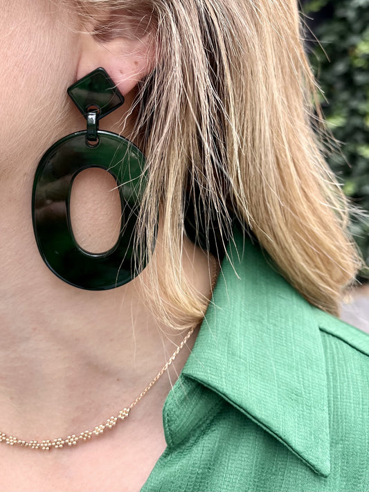 Boucles acétate vert foncé 