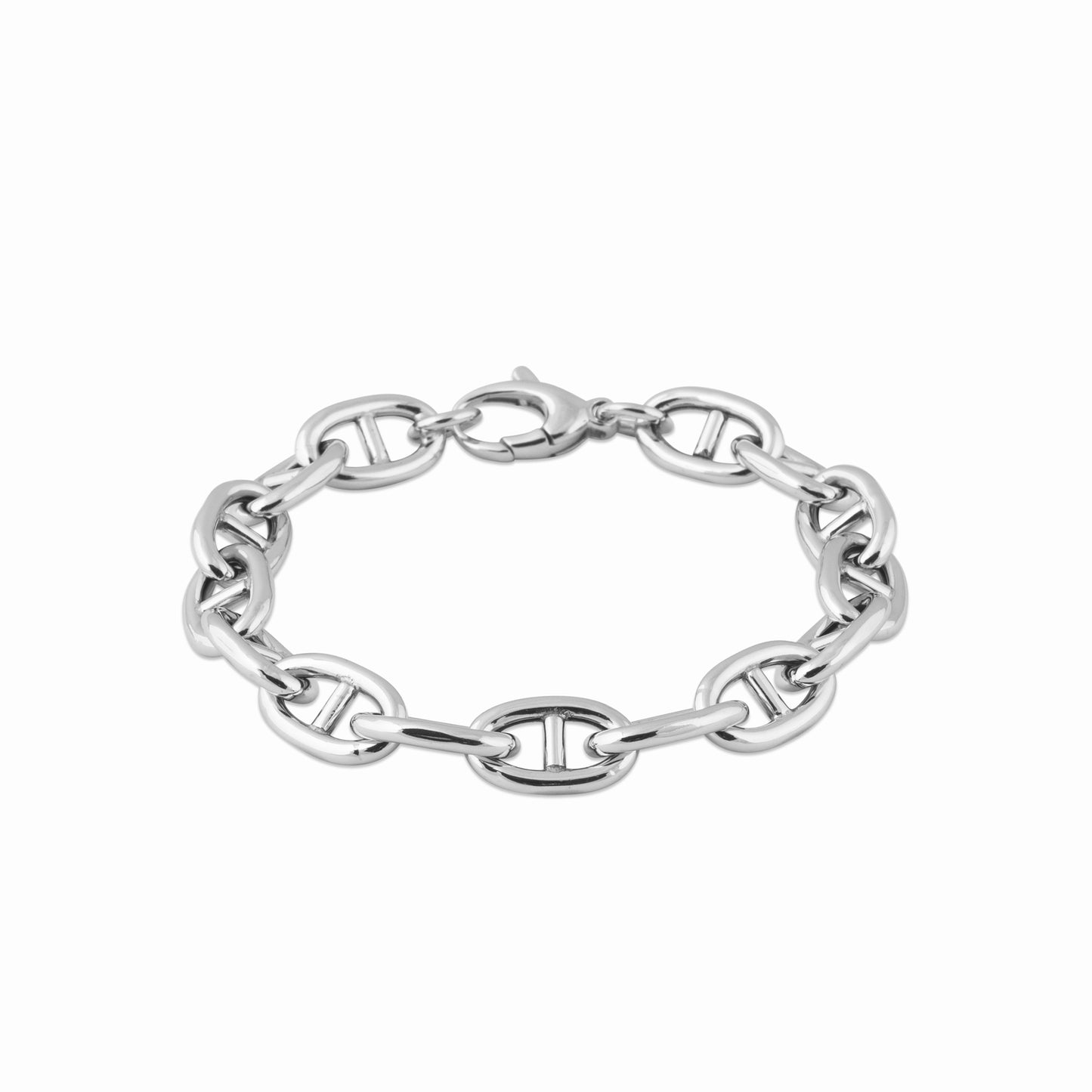 Bracelet maille marine argent Rhodié 