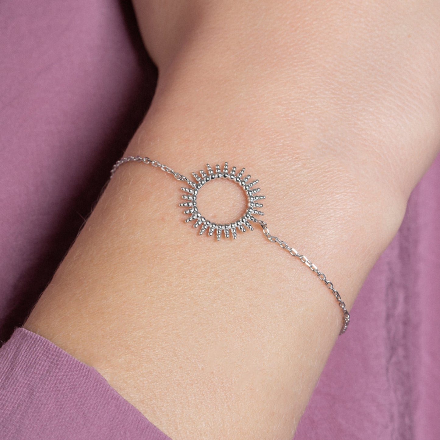 Bracelet soleil argent rhodié 