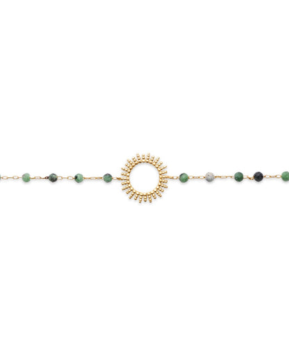 Bracelet soleil plaqué or & rubis zoisite 