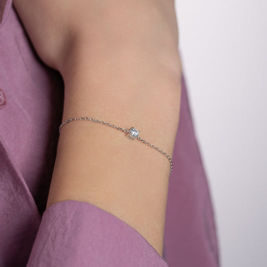 Bracelet solitaire Argent rhodié 