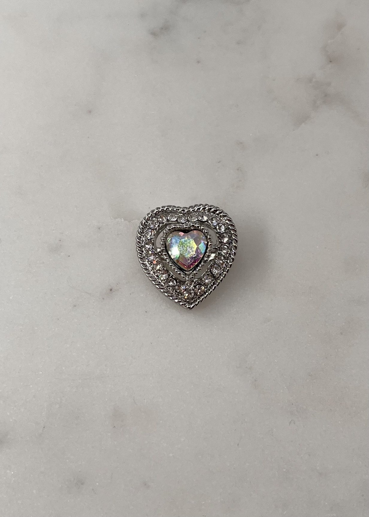 Broche coeur strass CRISTAL ARGENTE