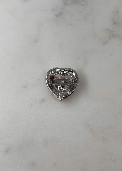 Broche coeur strass CRISTAL ARGENTE