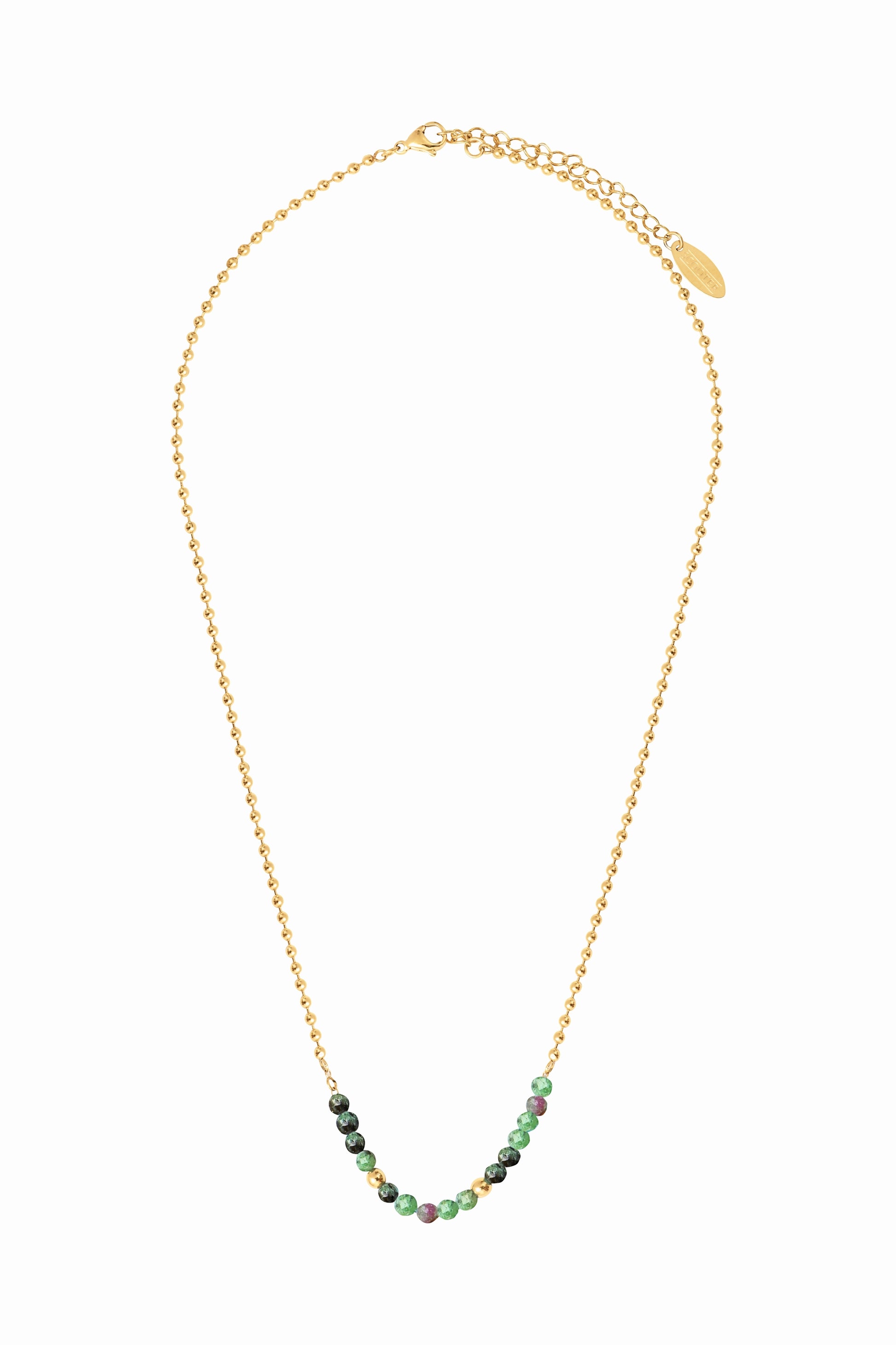 Collier acier doré & pierres semi-precieuses CHRYSOPRASE