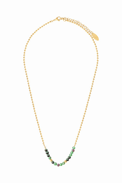 Collier acier doré & pierres semi-precieuses CHRYSOPRASE