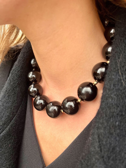 Collier noémie moyennes perles NOIR