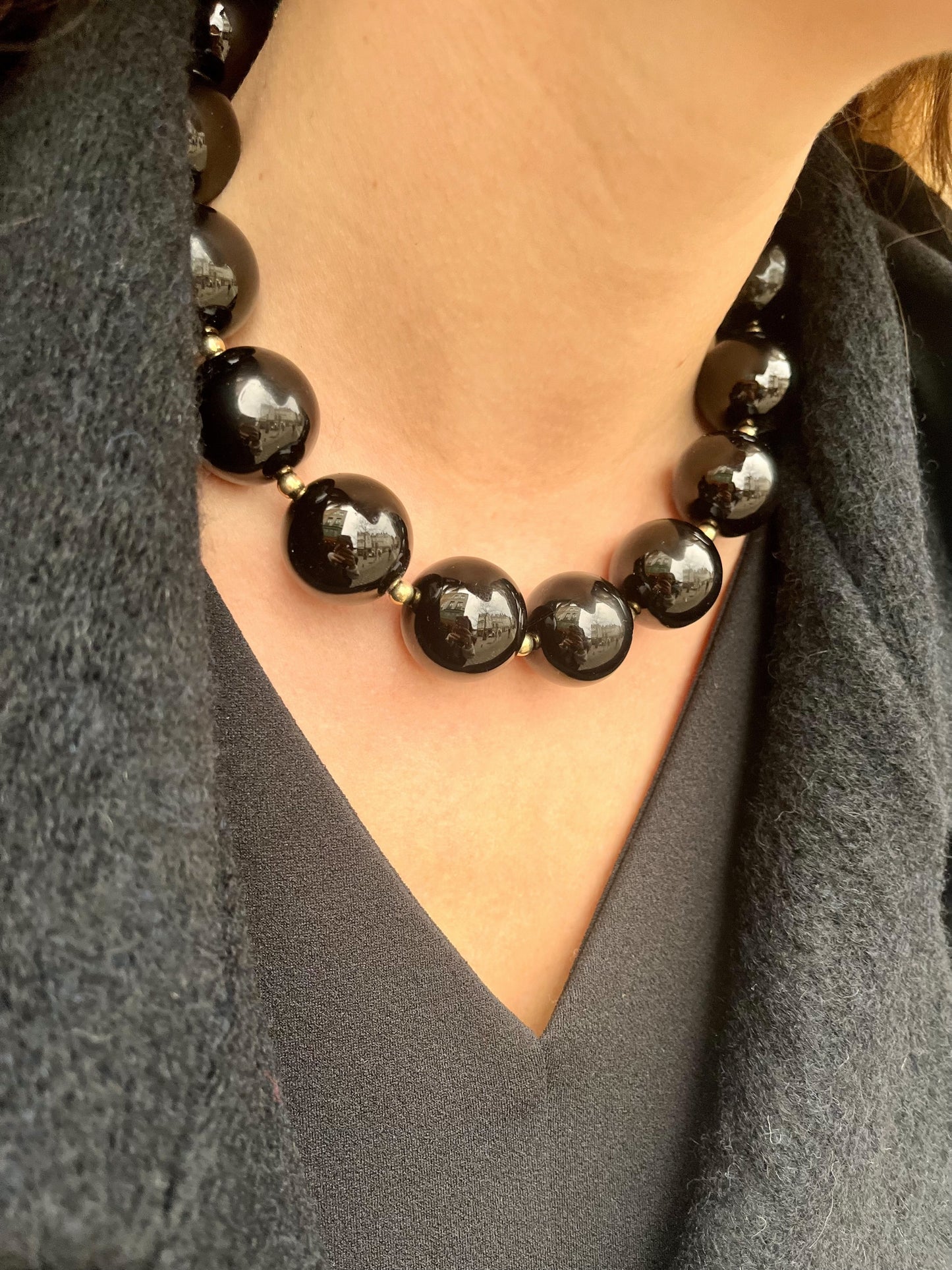 Collier noémie moyennes perles NOIR