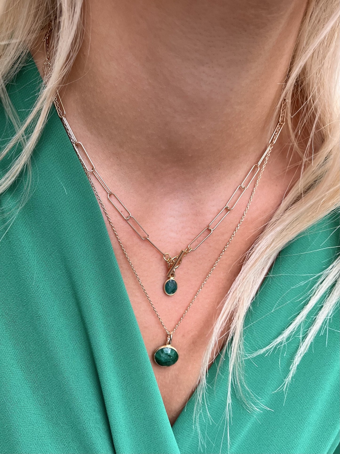 Collier plaqué or julie 12 ONYX VERTE