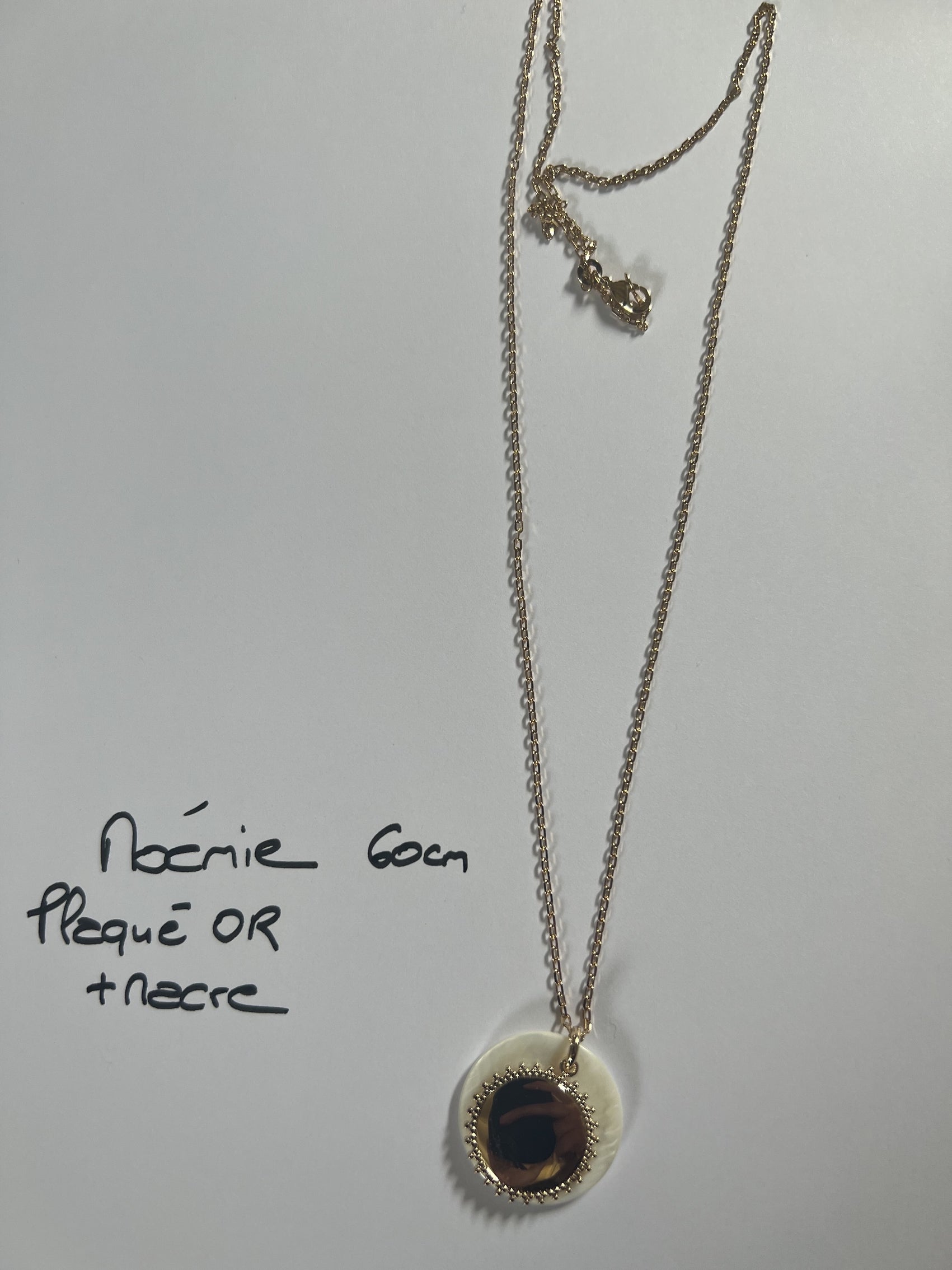 Collier plaque or nacre noemie 