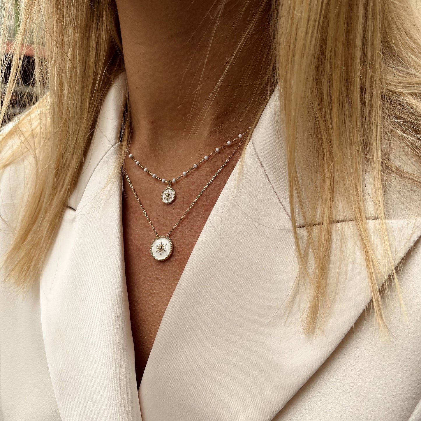 Collier plaqué or Nina 1 BLANC