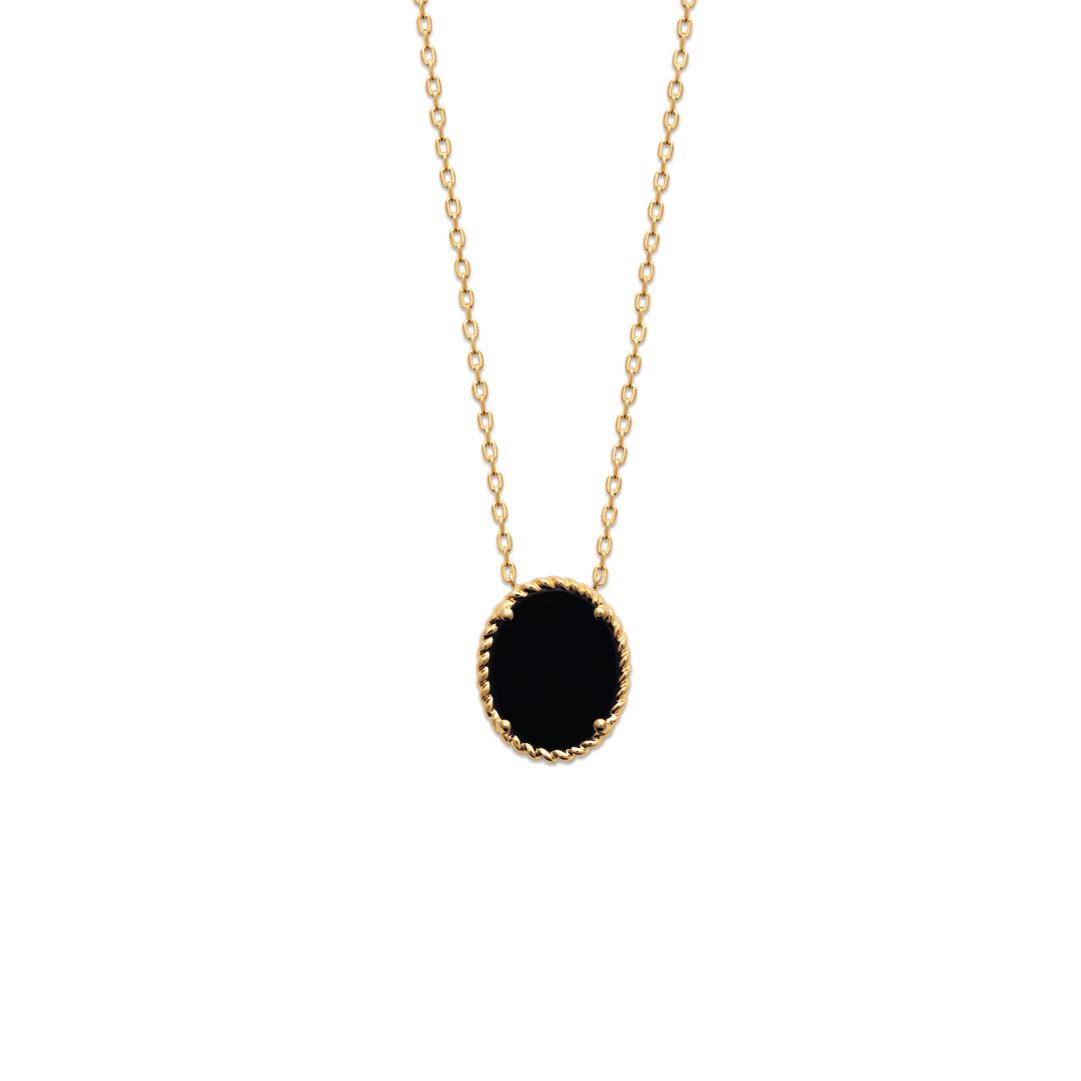 Collier plaqué or & onyx noir 