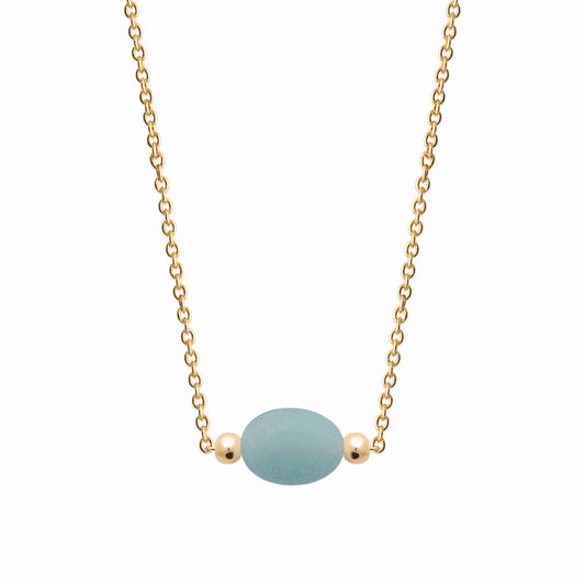 Collier plaqué or & pierre naturelle amazonite 