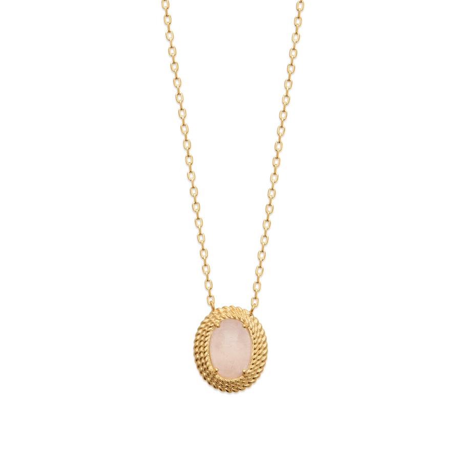 Collier plaqué or quartz rose 