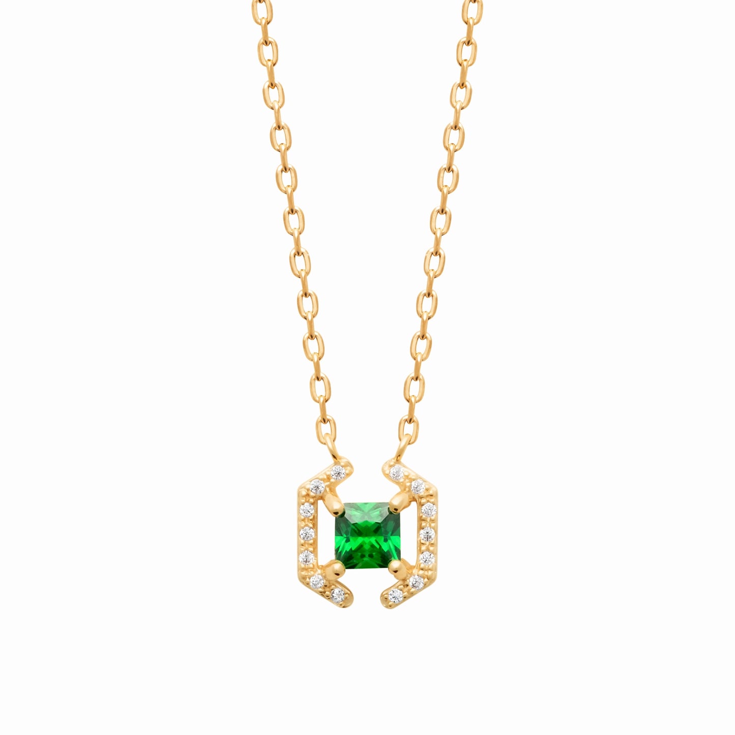 Collier plaqué or - vert éclat 