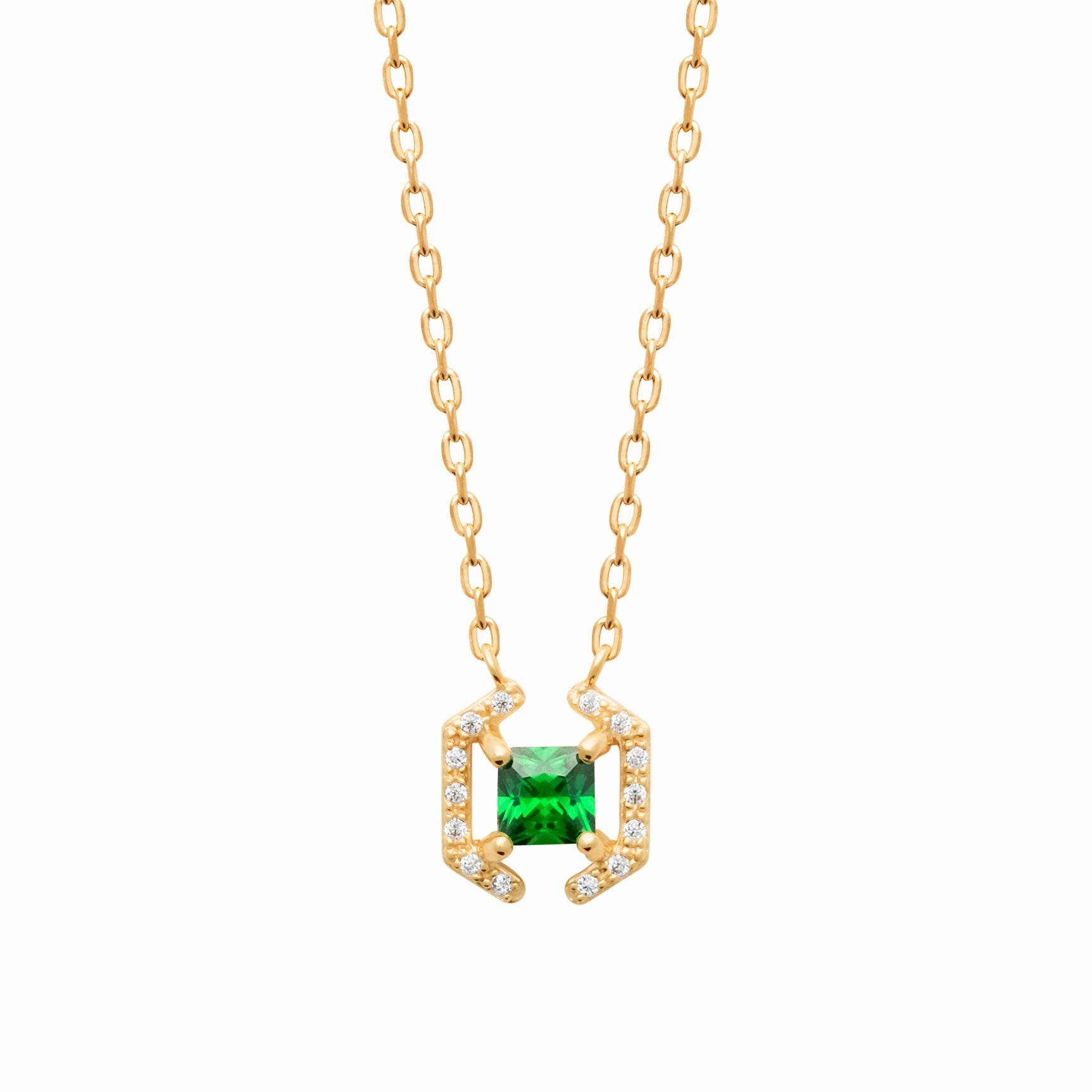 Collier plaqué or - vert éclat 