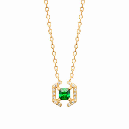 Collier plaqué or - vert éclat 