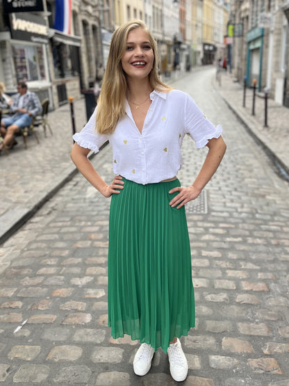 Jupe longue plissée Clarisse VERT GUCCI