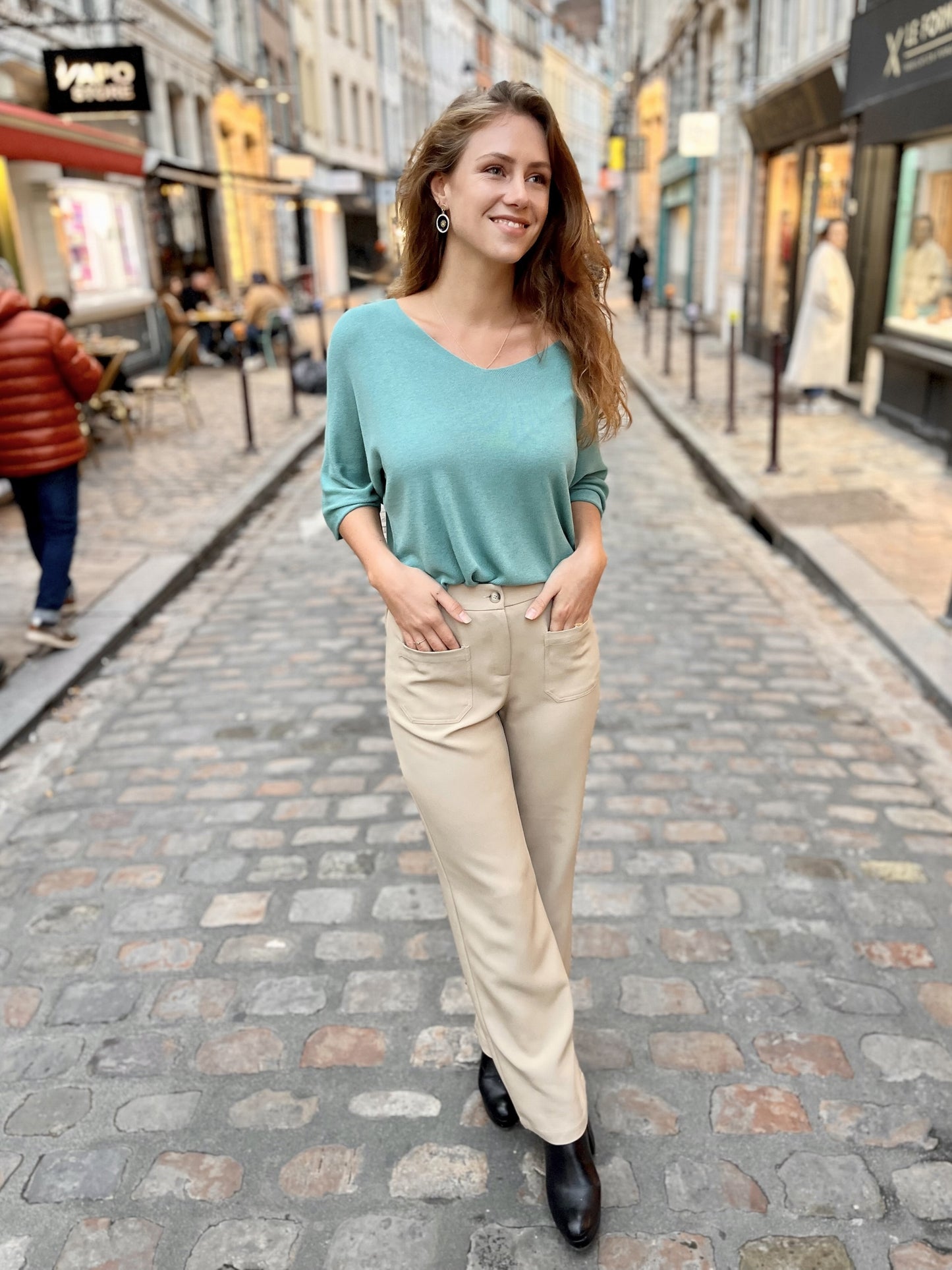 Pantalon poches plaquées TAUPE