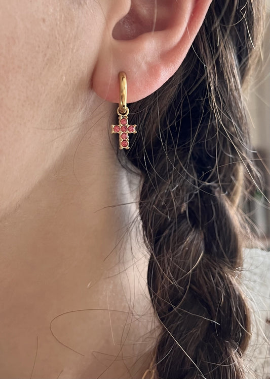 Piercing croix stressée ROSE