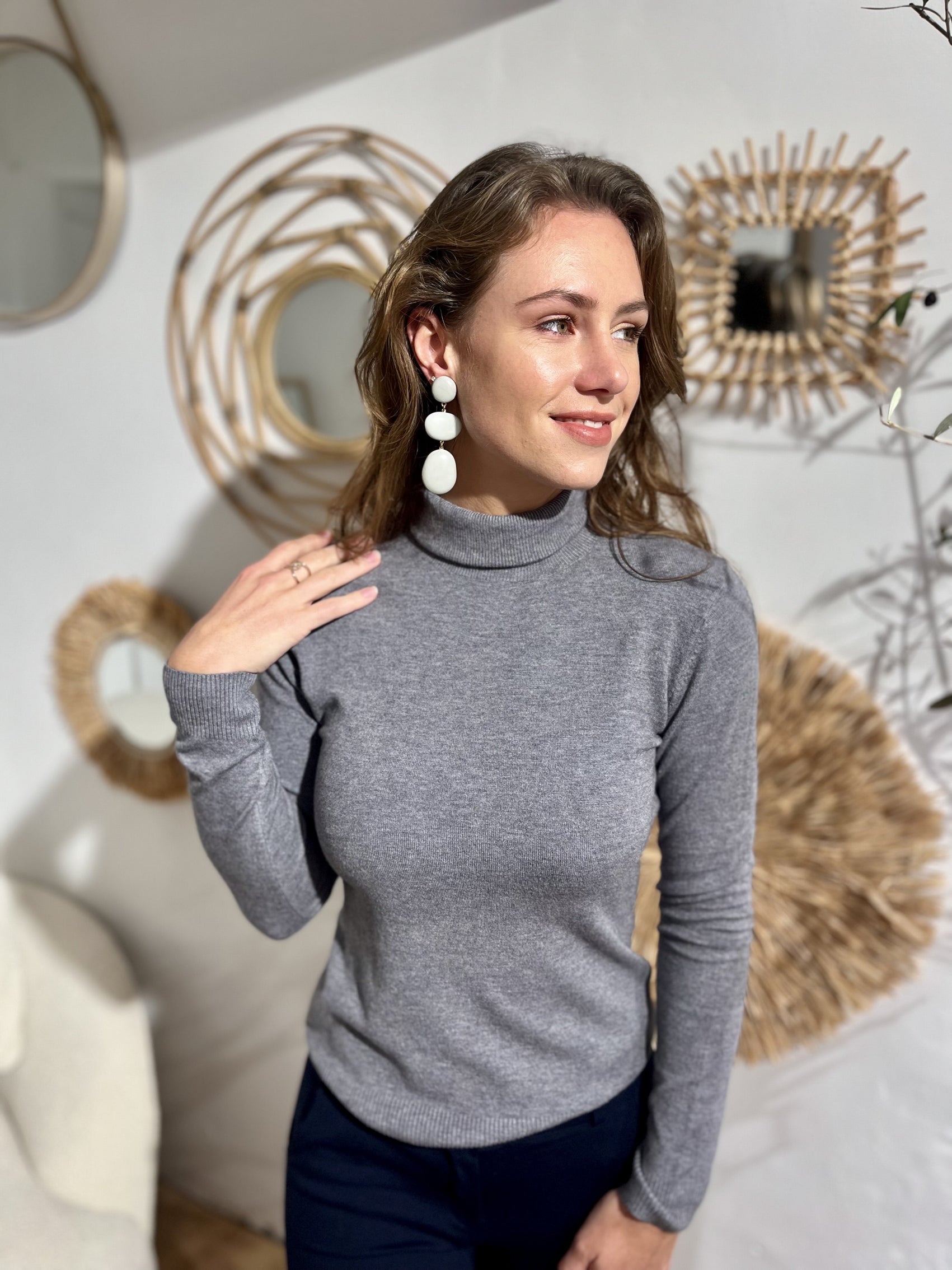 Pull col roulé GRIS