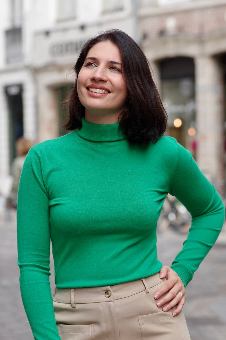 Pull col roulé VERT BRESIL