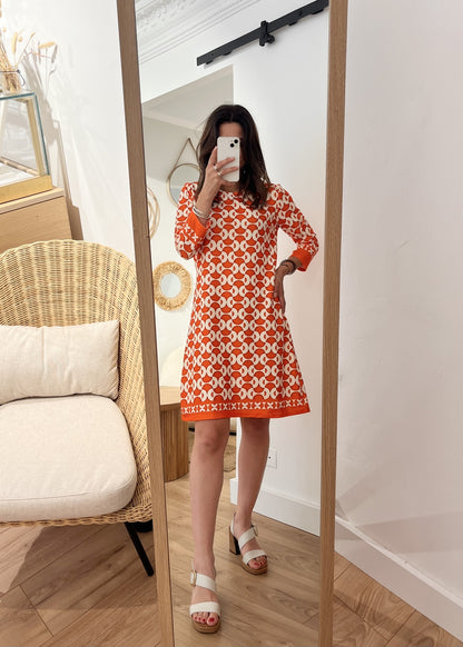 Robe courte à motifs ORANGE