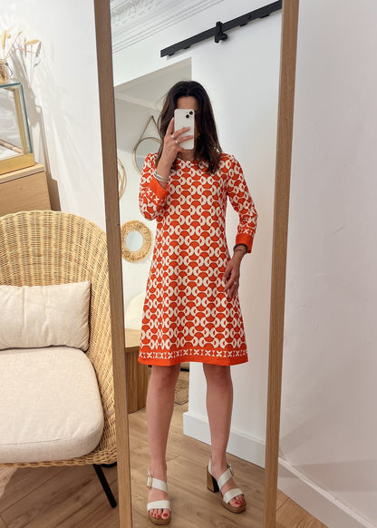 Robe courte à motifs ORANGE