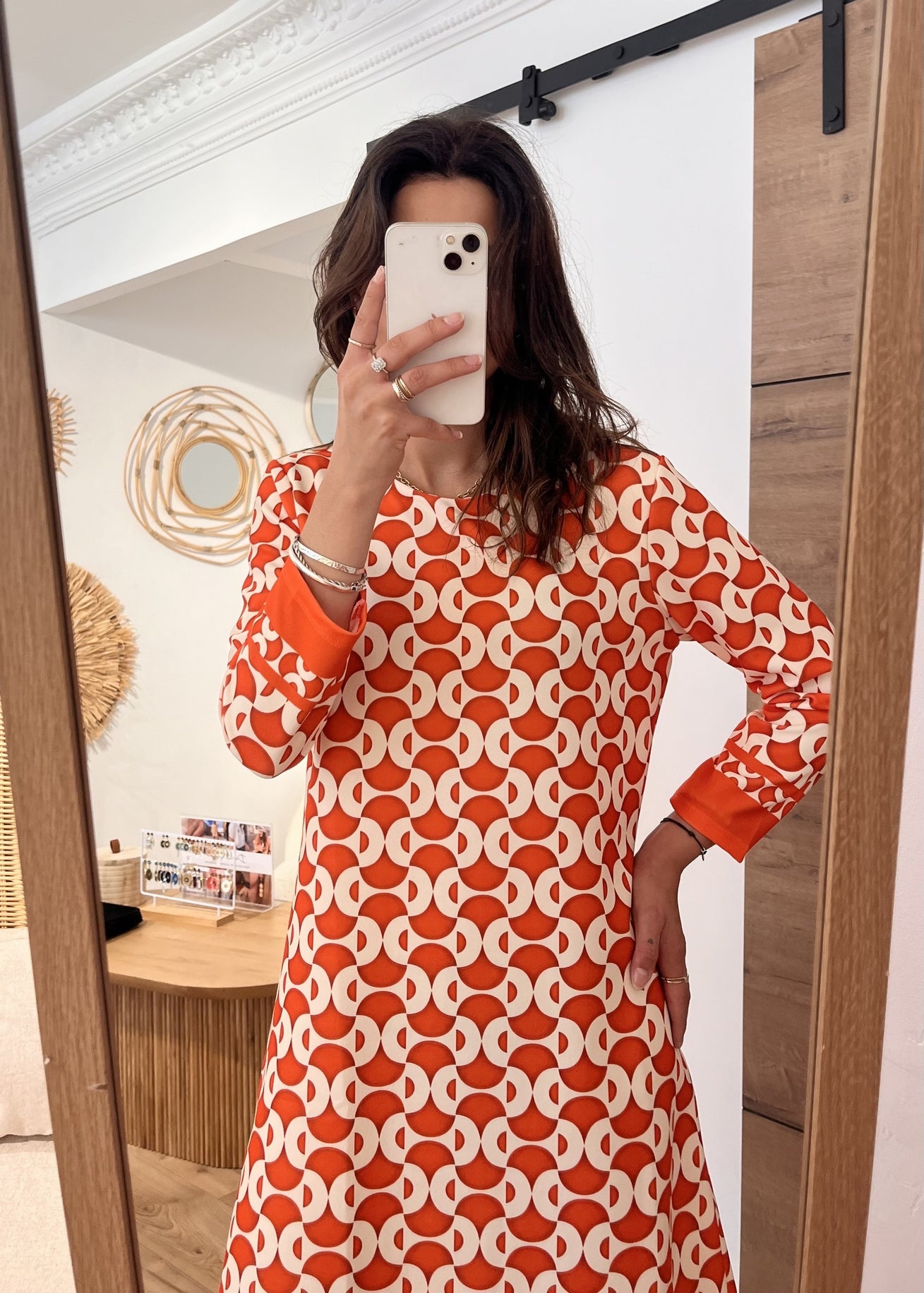 Robe courte à motifs ORANGE