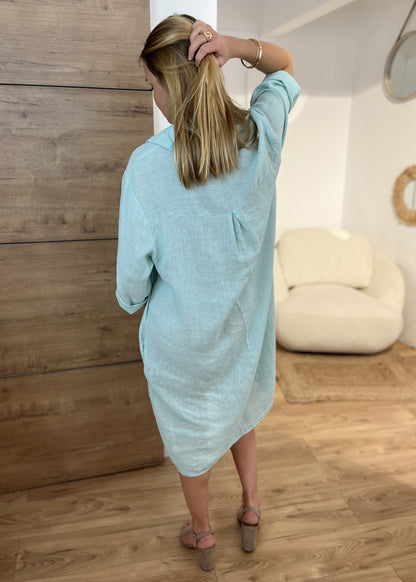 Robe courte lin aglae AQUA