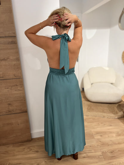 Robe longue jeanne Satin dos nu PAON