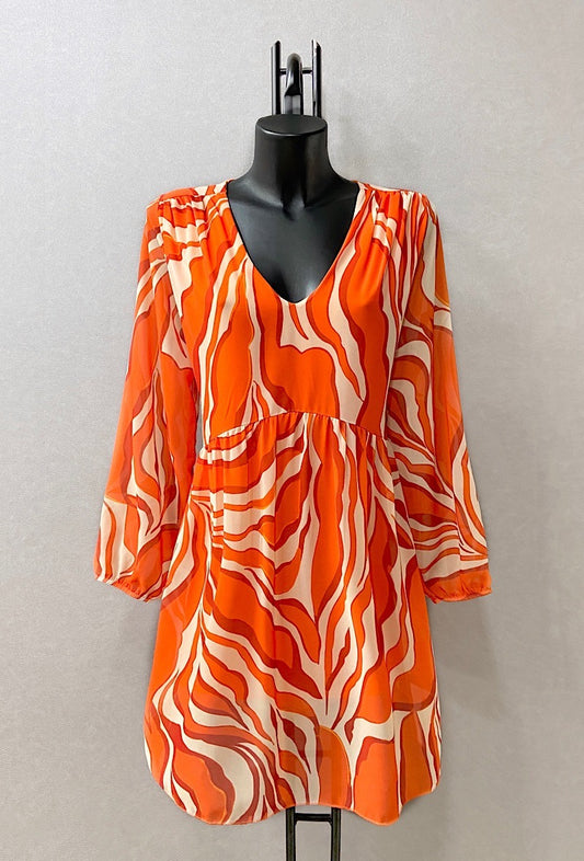 Robe clemence imprime fluide ORANGE